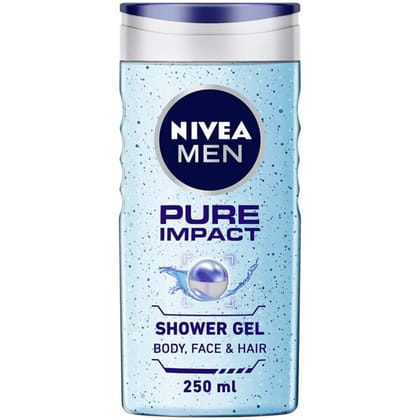 Nivea Men Shower Gel Pure Impact For Body Face  Hair 250Ml