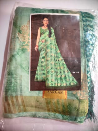Ganpati saree collection Womens Ethentic Saree With Unstiched Blouse (06 meter) (Light Green) - Green