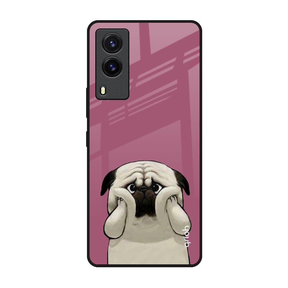 Funny Pug Face Glass Case For Vivo V21e