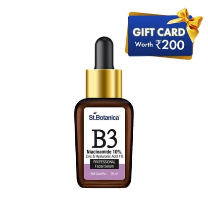 B3 Niacinamide 10%, Zinc & Hyaluronic Acid 1% Professional Face Serum, 20ml With Gift Card