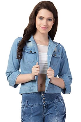 FUNDAY FASHION Women's Denim Blend Standard Length Regular Jacket