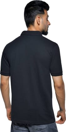 Men Solid Polo Neck Pure Cotton Black T-Shirt