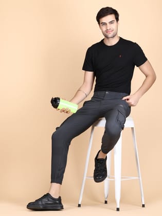 Mens Cargo Track Pant 4 Pkt. With Flap Button-Dark Gray / M
