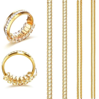 KATHIYAWADI Ring Size Adjuster Jewelry Tightener Resizer Loose Rings Invisible Transparent for Loose Rings 4 Sizes Jewellery Spacers Gold Resize Best Birthday Gift for Men Women 4pcs Set (Gold/Silver)