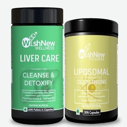 Wishnew Wellness Liver Rejuvenation Duo: Liver Care + Liposomal Glutathione