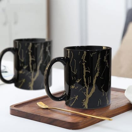 The Earth Store Black Copper Pipe Coffee Mug Set of 2, Handmade Ceramic Mugs, Microwave Safe Black Color Mugs,for Tea Coffee, Black Tea Cups