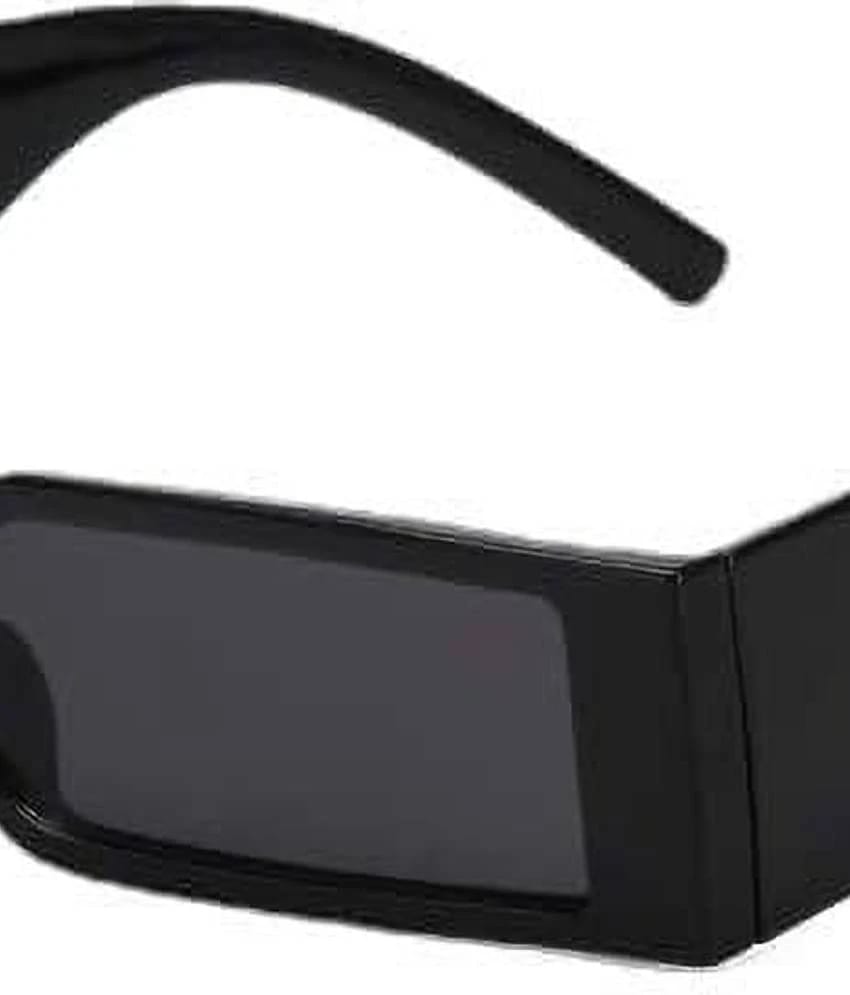 Ashru Black Rectangular Sunglasses ( Pack of 1 ) - Medium