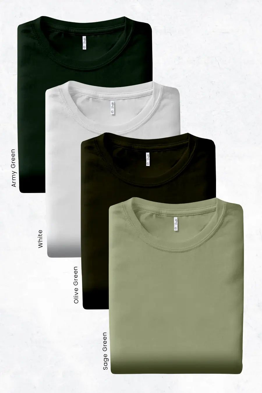 Pack 4 - Army Green, White, Olive & Sage - Classic Crew-S