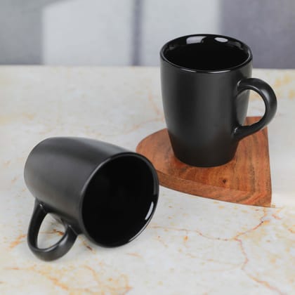 Ceramic Tea Coffee Mugs with Handles (Set of 2) | Microwave Safe | Dishwash resistant | Scratch Resistant | Black | Set of 4 H-4.5" D-3"