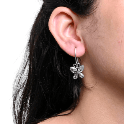 Butterfly Oxidised Hook Earrings | Sarichka-White