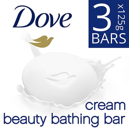 Dove Cream Beauty Bathing Bar, Has 1/4Th Moisturizing Cream, 125 G (Pack Of 3)(Savers Retail)