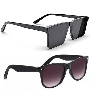 Elligator Multicolor Rectangular Sunglasses ( Pack of 2 ) - Medium