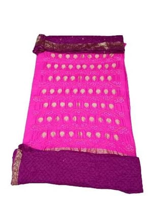 Pink & Magenta Color Pure Silk Bandhani Dress Material  by KalaSanskruti Retail Private Limited