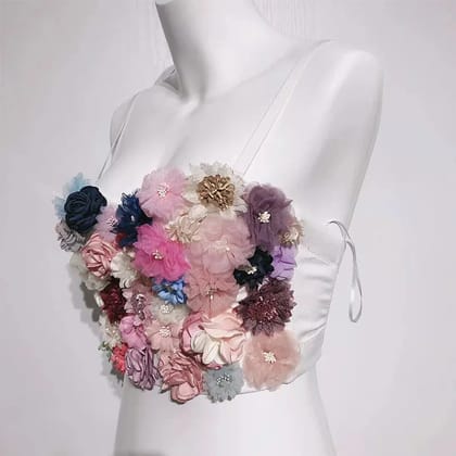 JL0582 Flower Tank Tops Women Flower Vest Beautiful Summer Crop Tops Women Summer Clothing-36 / White