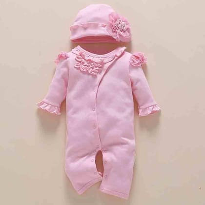 one-year-old baby wears newborn baby clothing romper jumpsuit-Pink / 3M
