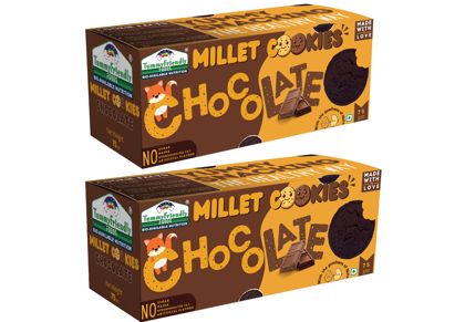 Tummy Friendly Foods Millet Cookies - Chocolate  - Pack of 2 - 75g each. Healthy Ragi Biscuits, snacks for Baby, Kids & Adults