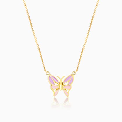 Golden Flutter With Joy Butterfly Necklace