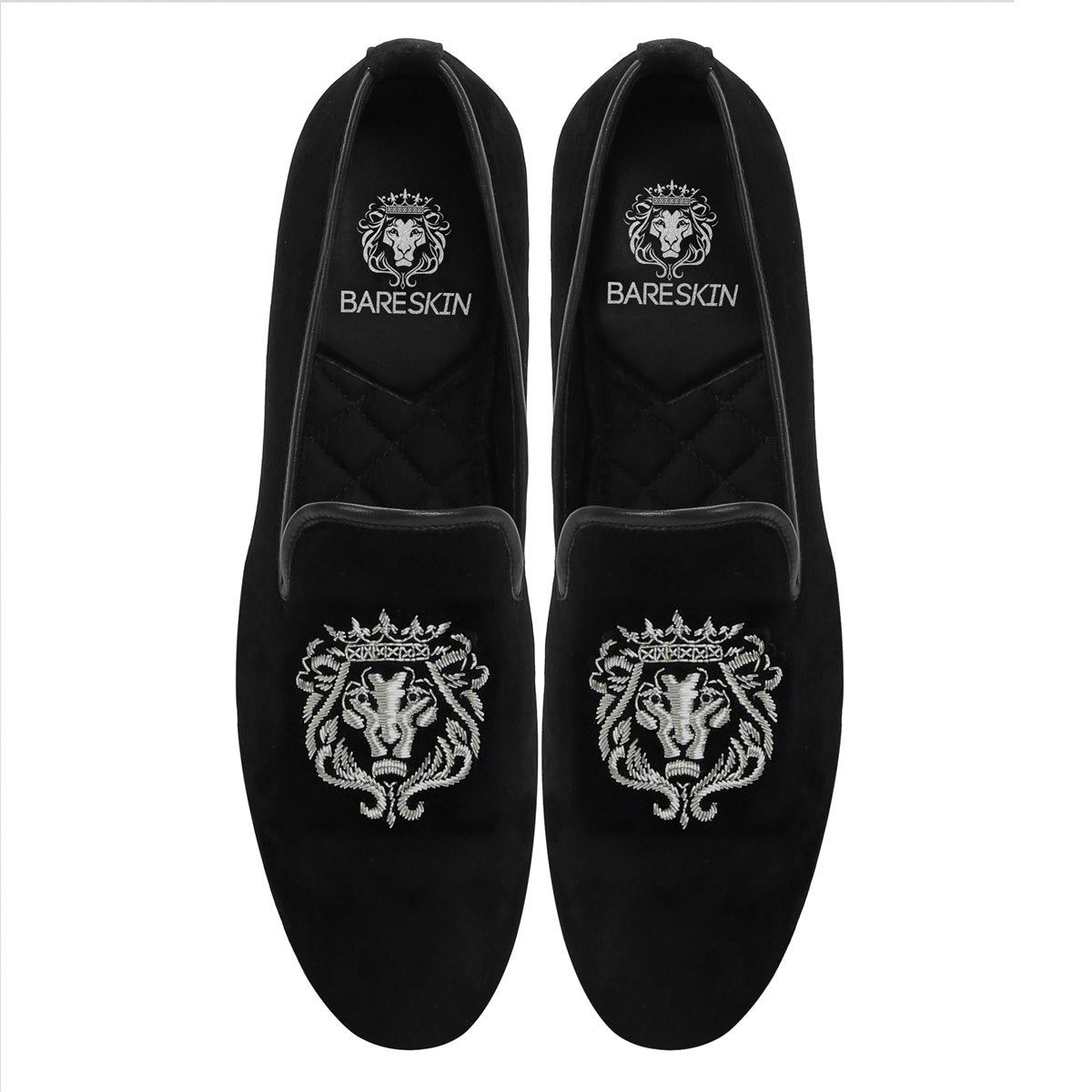 Silver Lion Zardosi Black Velvet Slip-On by Brune & Bareskin-40/6