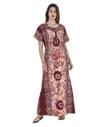 Apratim Cotton Nighty & Night Gowns - Maroon - None
