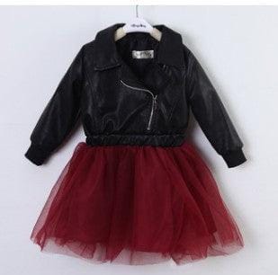 Korean Children And Girls On Behalf Of A Leather Dress Embroidered With Sequins Leather Children Princess Dress-110cm