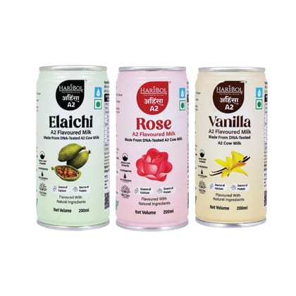 HARIBOL Rose, Vanilla & Elaichi MILK 200 ML | Pack of 3 | (200ml x 2)