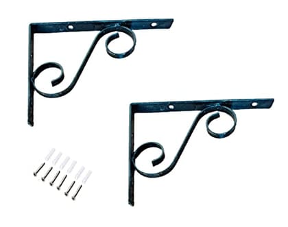 Q1 Beads 2 Pcs 6" inch Metal Heavy Duty L Shaped Right Angle Bracket/L Clamp for Wall Shelf,Rack (6x5 Inches, Black)