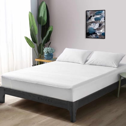 White Terry Cotton Soft & Breathable Water Proof Mattress Protector Cover for Double Bed - 36"x72" ( White ) - (mp-white-db)-Double / White / MP-WHITE-DB