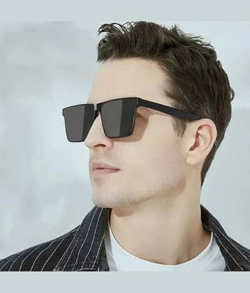 Ashru Black Square Sunglasses ( Pack of 1 ) - Medium