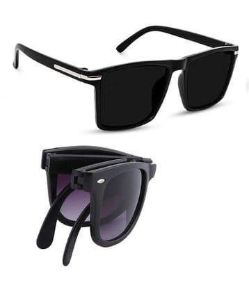 Elligator Black Rectangular Sunglasses ( Pack of 2 ) - Medium