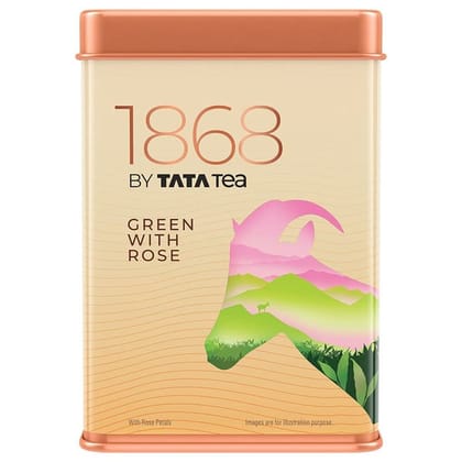 1868 by Tata Tea | Green with Rose | Green tea leaves and Rose Petals | Curated Tea Inspired by India | Flavoured Green Tea | 50 g