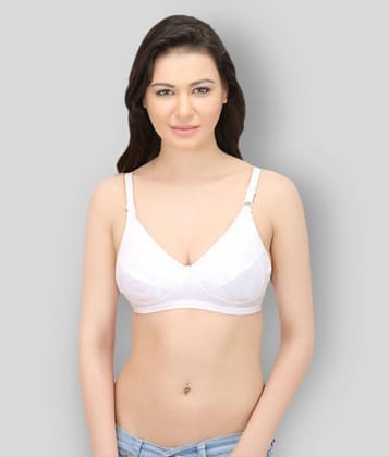 Elina White Cotton Bra - 40B