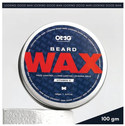 OMG Beard Wax 100gm | Frizz Control | Long Lasting Hold | Strong Hold | Enriched with Vitamin C | 100% Natural Ingredients