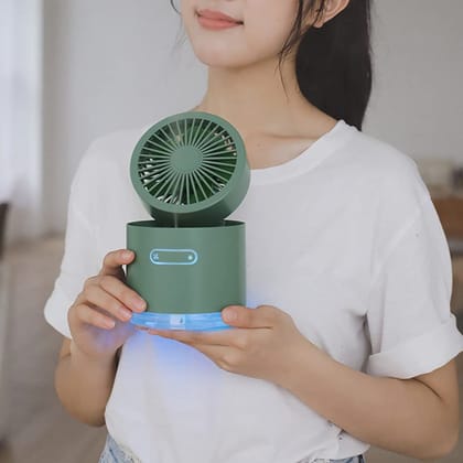7615 Mini Desktop Cooling Fan, Automatic Shaking Head Rotating Spray humidifier Fan Water Cooling Small Fan Desktop Mini air Conditioning Fan with Small Water Tank (BATTERY NOT INCLUDE)