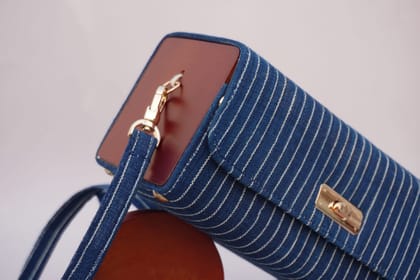 The Blue Stripe Square Shoulder bag - Sneha Bagrecha