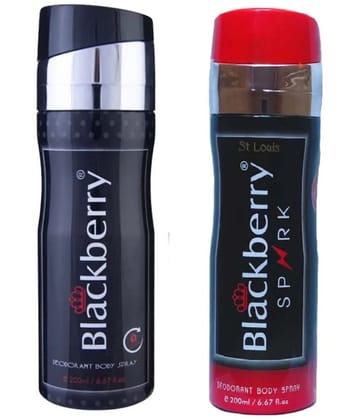 St Louis - 1 BLACKBERRY SPARK, 1 BLACKBERRY . Deodorant Spray for Men,Women 400 ml ( Pack of 2 )
