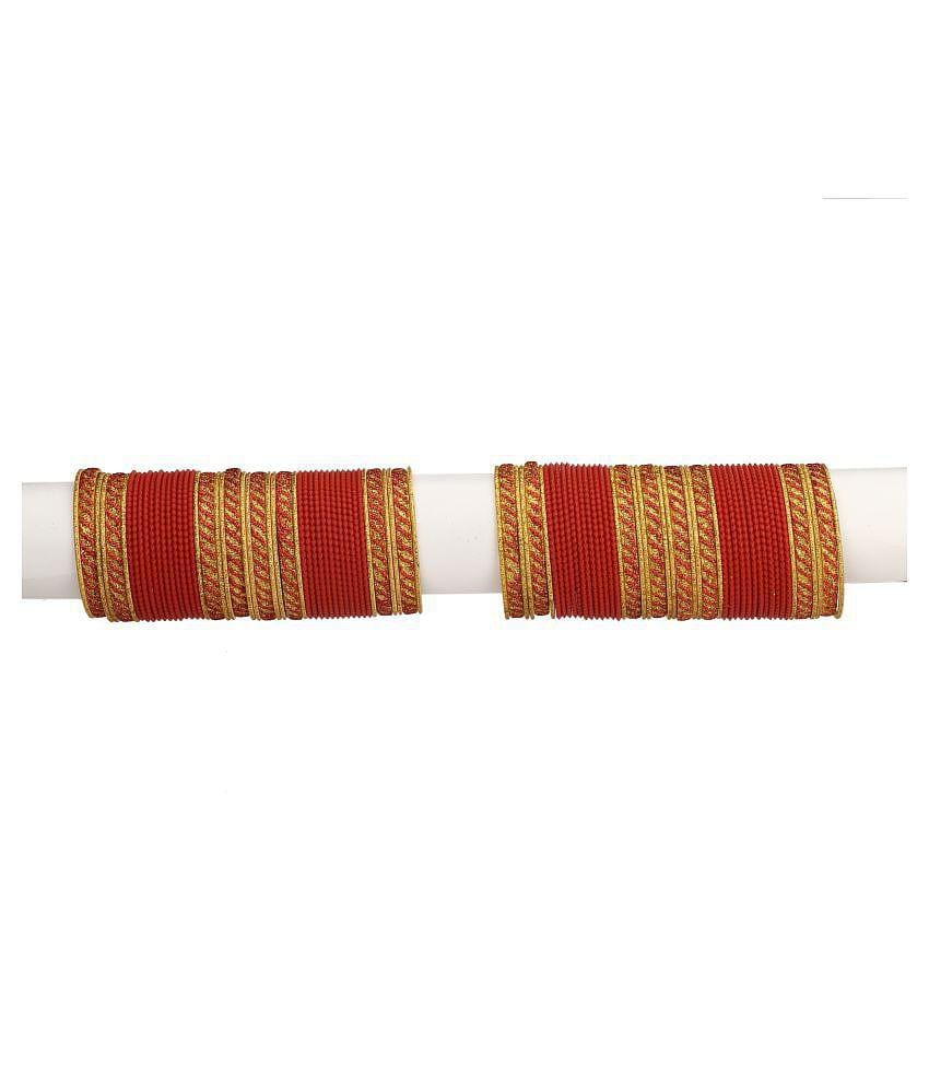 Colorful Designer Bangle Set With Golden Bangles For Party And Daily Use (With Safety Cum Carry Box) Unbreakable024 - None