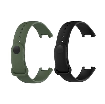 Valente Soft Silicon Band Strap Compatible for Redmi Band Pro (Pack of 2)-OliveGreen & Black