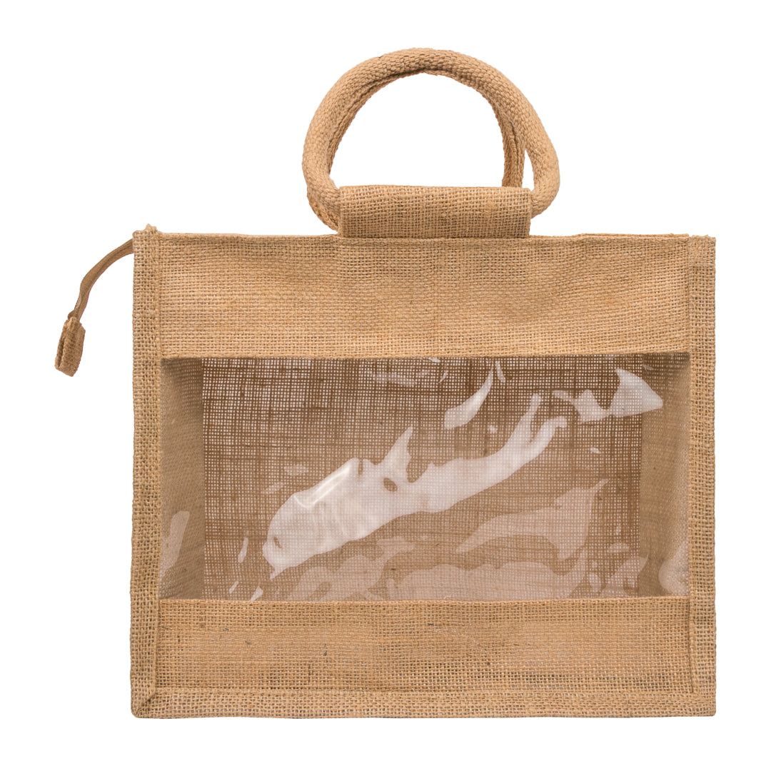 Window Jute Bag With Zip  -12x10 Inch