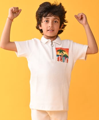 SANTA BARBARA ZIPPER POLO T-SHIRT - WHITE-1-2 YEARS / 1N / WHITE