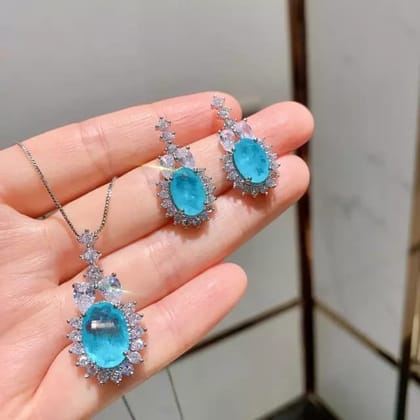 River Ride | Platinum Plated Tourmaline Jewelry Set