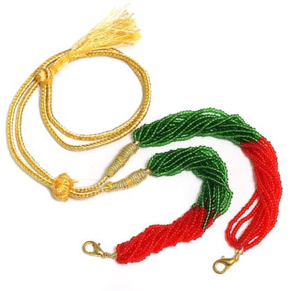 10 Pcs, Seed Beads Pendant Dori Red and Green-Glass / MultiColor