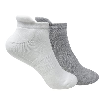 Elderly Care Silicone Grip No Fall Socks For Men & Women Set of 3 - White,Light Grey