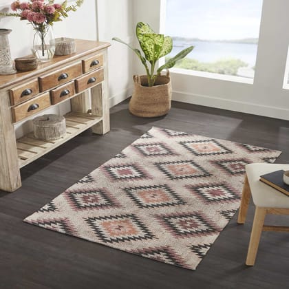 Mona B Printed Vintage Dhurrie Carpet Rug Runner Floor Mat for Living Room Bedroom: 3.5 X 5.5 Feet Multi Color- PR-107