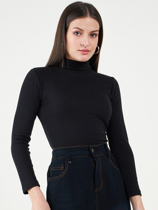 Set of 2 Long Sleeves Turtle Neck Fitted Top