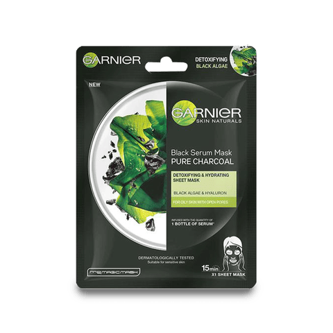 Garnier Skin Naturals Charcoal Black Serum Face Sheet Mask, 28 gm Pouch