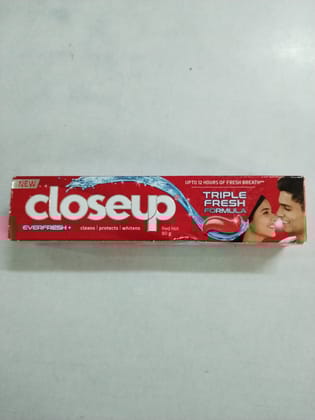 Closeup triple fresh toothpaste 