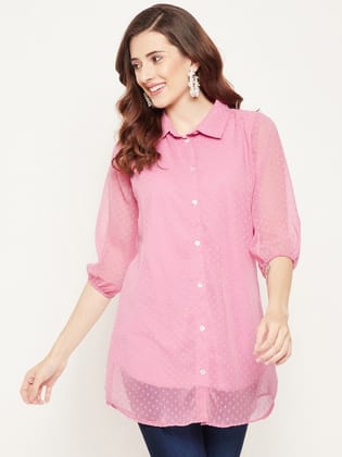 Olive Green Shirt Collar Tunic