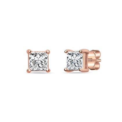 Glitzy Men Sterling Silver Rose-Gold Stud for Men - Small