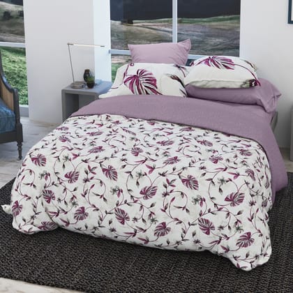 Eden Garden - 200TC King Size Pure Cotton Digital Printed BedSheet-KING / LAVENDER