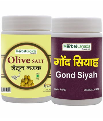 Herbal Canada Olive Salt(120g) + Gond Siyah(120g) Seasoned Salt 240 gm Pack of 2